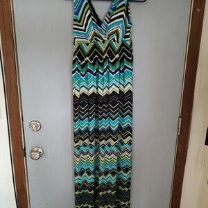 Valerie Bertinelli Zigzag Striped Maxi Dress